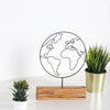 Bystag metal ahşap dekoratif masa süs dekoru-raf dekoru-hediyelik aksesuar-biblo-raf için süs-dünya- Bystag metal wood decorative desk ornament-ornamental decor- wood metal decor-world map-world